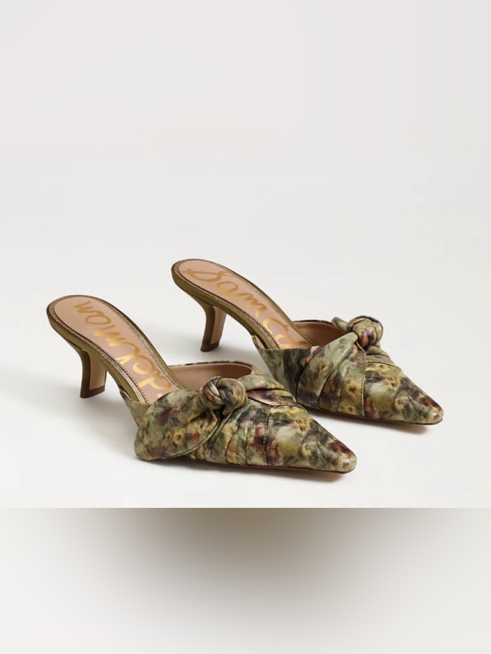 Same Edelman Bex Kitten Sag Multi Leather Mule Heels